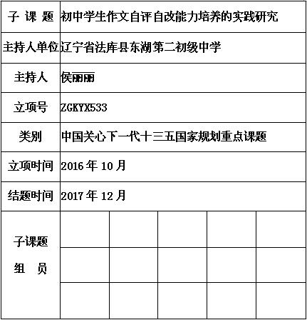 初中学生作文自评自改能力培养的实践研究 侯丽丽 信息查询 创新素质教育网