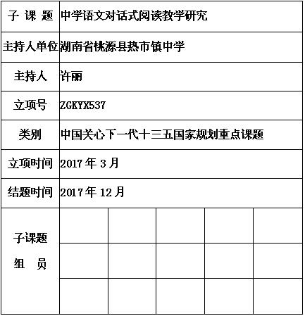 中学语文对话式阅读教学研究 许丽 信息查询 创新素质教育网