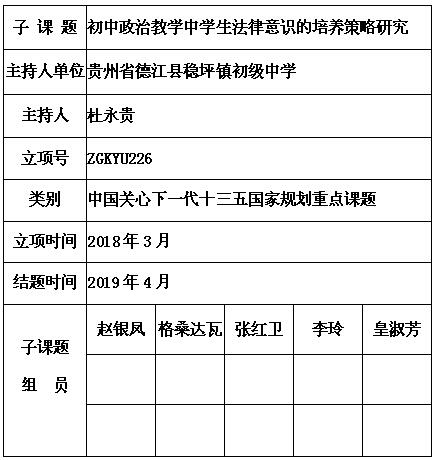 初中政治教学中学生法律意识的培养策略研究…杜永贵