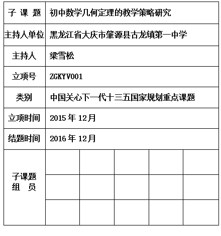 初中数学几何定理的教学策略研究 梁雪松 信息查询 创新素质教育网